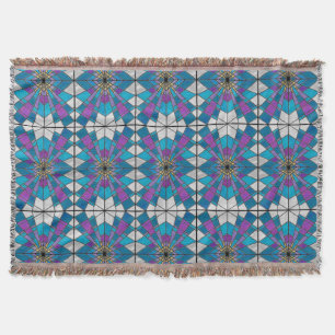 Stain Glass Ray Blue and Purple Throw Blanket