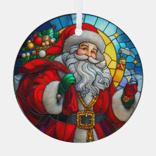 Stain Glass Santa Claus Tree Decoration