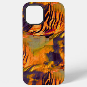 Stained abstract mosaic drawing, rustic burnt gold iPhone 12 pro max case
