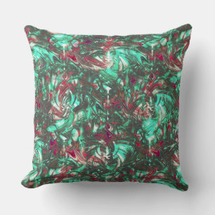 Stained aquamarine and red, soiled with dull black cushion