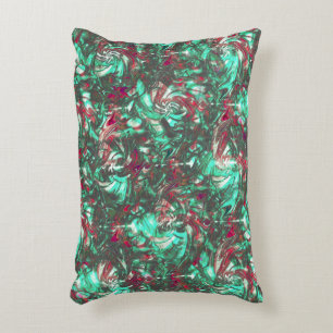 Stained aquamarine and red, soiled with dull black decorative cushion