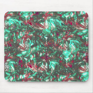Stained aquamarine and red, soiled with dull black mouse pad