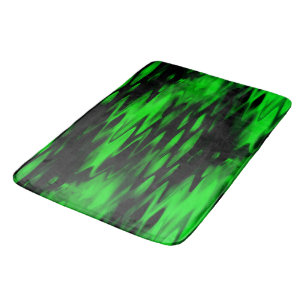Stained black and green forming abstract zigzag bath mat