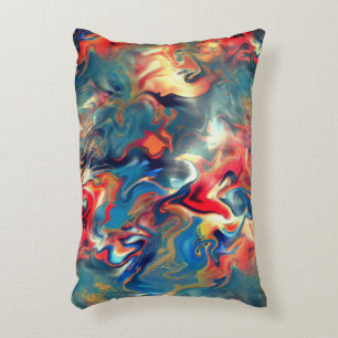 Stained blue and red shades, digital satin paint   decorative cushion