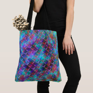 Stained bluish lilac and 3D or pink triangles Tote Bag