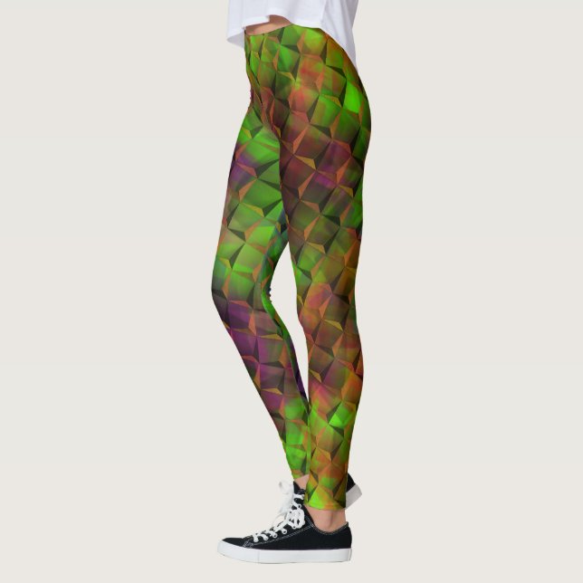 Stained brownish green and 3D or triangles Leggings (Left)