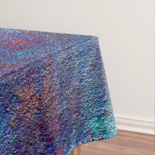 Stained cyan and red paint leftover splatters tablecloth