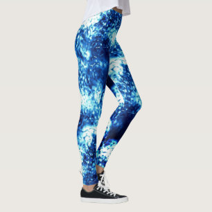 Stained flashy blue looks like frosted glass leggings
