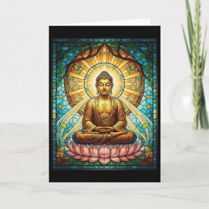 Stained Gl Buddha Zen Buddhism Spiritual Meditatio Card