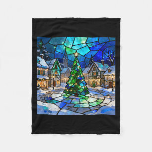 Stained Gl Christmas Tree Winter Village Holiday A Fleece Blanket