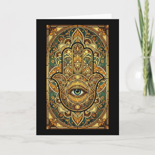 Stained Gl Mandala Hamsa Hand Spiritual Meditation Card