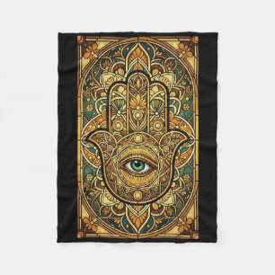 Stained Gl Mandala Hamsa Hand Spiritual Meditation Fleece Blanket