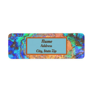 Stained Glass Abalone Shell Abstract Mosaic Return Address Label