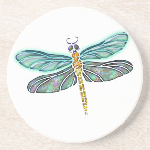 Stained Glass & Abalone Shell Dragonfly Coaster