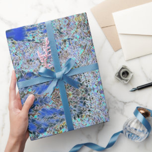 Stained glass abstract art blues lavender  wrapping paper