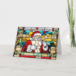 Stained Glass Abstract Christmas Santa Holiday Card