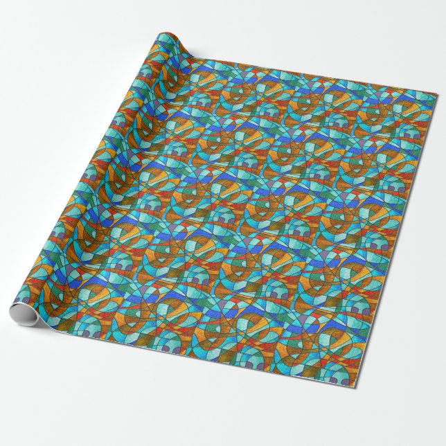 Stained glass: abstract colourful sketch. wrapping paper (Unrolled)