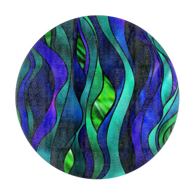 Stained Glass Abstract Cutting Board (Front)