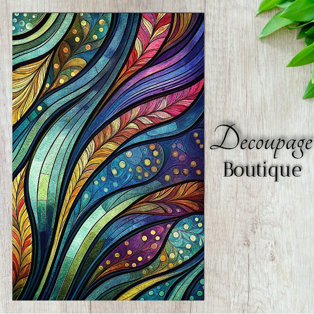 Stained Glass Abstract Feathers Decoupage Tissue Paper (Stained Glass Abstract Feathers Decoupage Tissue Paper)