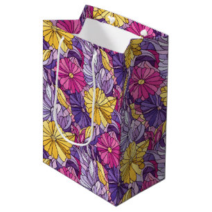 Stained Glass Abstract Purple Yellow Pink Medium Gift Bag