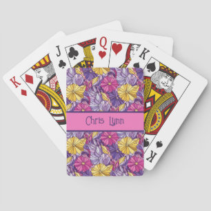 Stained Glass Abstract Purple Yellow Pink Playing Cards