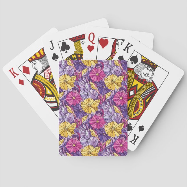 Stained Glass Abstract Purple Yellow Pink Playing Cards (Back)
