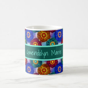 Stained Glass Abstract Red Green Blue Orange Coffee Mug