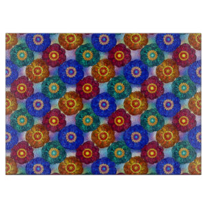 Stained Glass Abstract Red Green Blue Orange Cutting Board