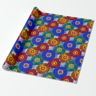 Stained Glass Abstract Red Green Blue Orange Wrapping Paper