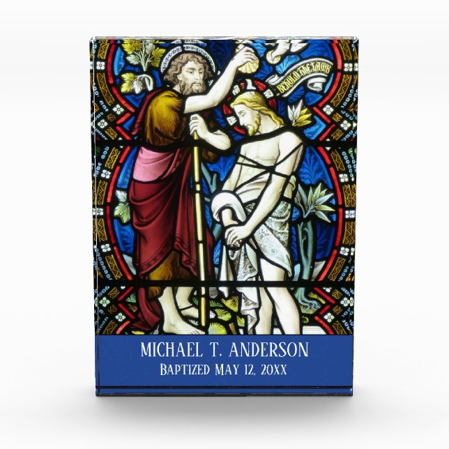 Stained Glass Adult Baptism Jesus St. John Baptist Photo Block (Front)