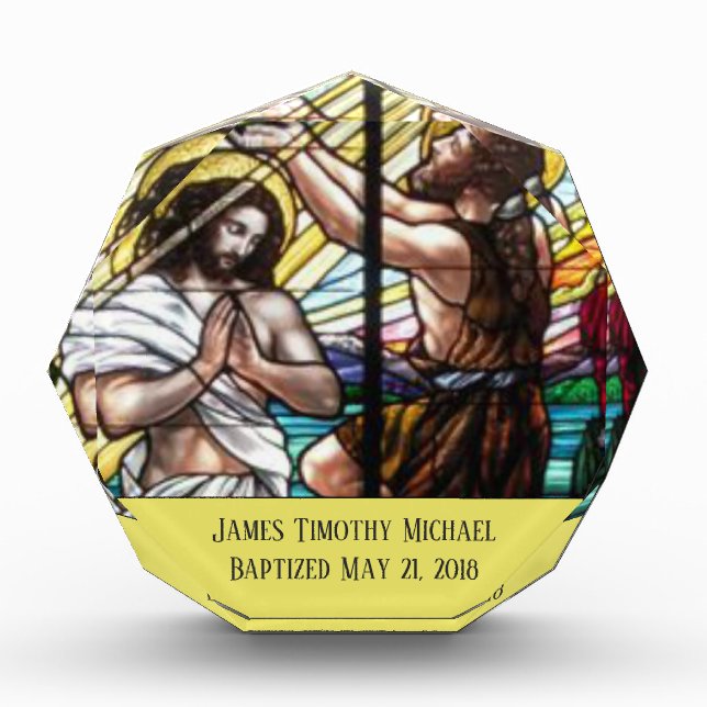 Stained Glass Adult Baptism Jesus St. John Baptist Photo Block (Front)