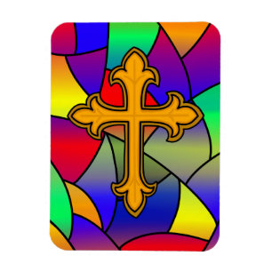 Stained Glass and Cross Magnet