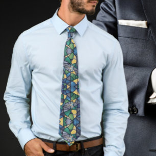 Stained glass and dove classic neck tie