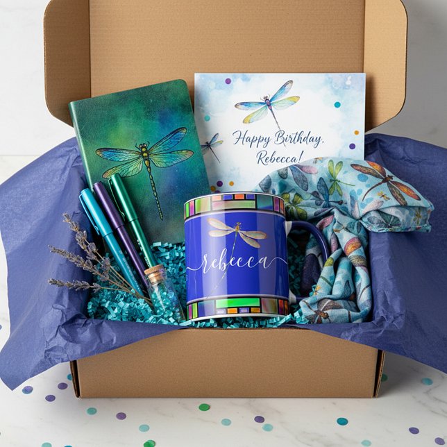 Stained glass and dragonfly personalised mug (Creator Uploaded)