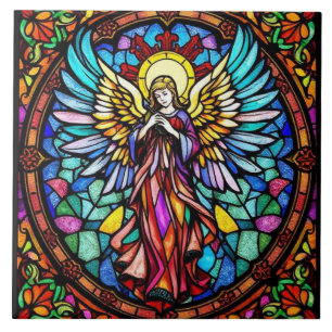 Stained Glass Angel Art Spiritual & Religious Ceramic Tile