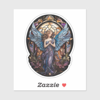 Stained Glass Angel Custom-Cut Vinyl Sticker