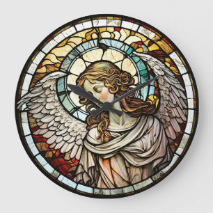 Stained Glass Angel Design Clock