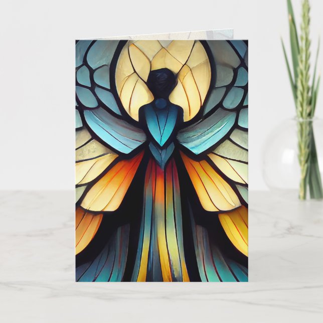 Stained Glass Angel Graphic Arts Card (Front)