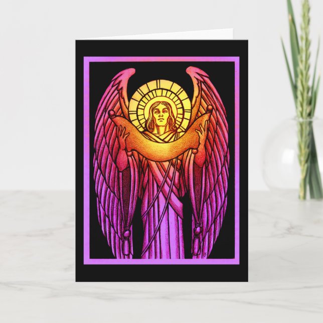 Stained Glass Angel Greeting Card (Front)