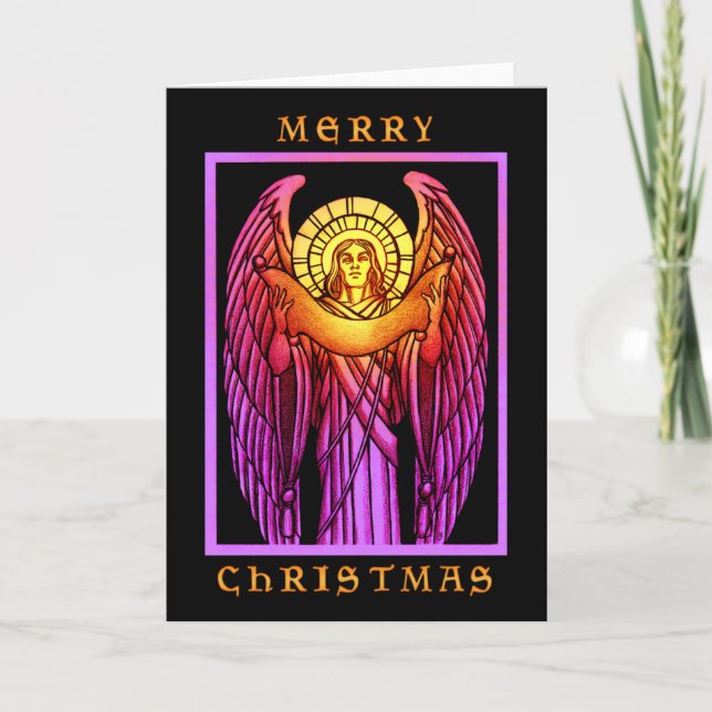 Stained Glass Angel Holiday Card (Front)