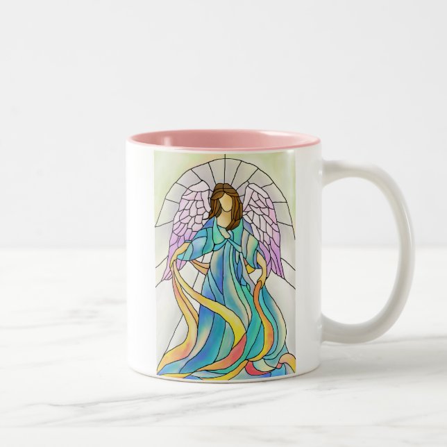 Stained Glass Angel Two-Tone Coffee Mug (Right)