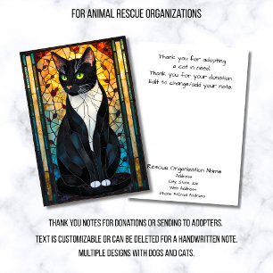 Stained Glass Animal Rescue Organization Cat Thank You Card