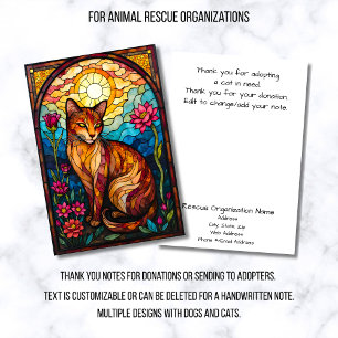 Stained Glass Animal Rescue Organization Flat Thank You Card