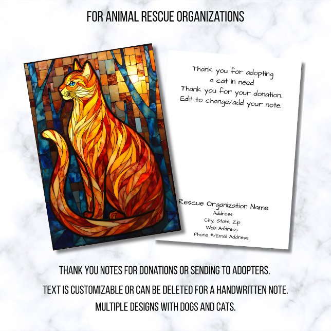 Stained Glass Animal Rescue Organization OrangeCat Thank You Card (Creator Uploaded)