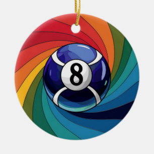 Stained Glass Art, 8 Ball Stained Glass Style Ceramic Ornament