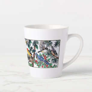 Stained Glass Art Beautiful Blossoms & Birds Latte Mug