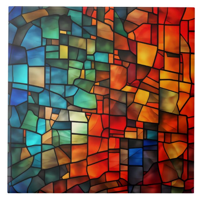 Stained Glass Art Ceramic Tile (Front)