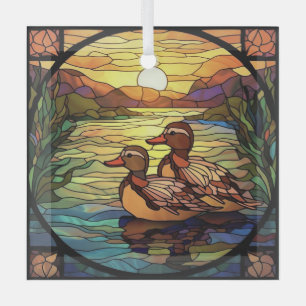 Stained Glass Art, Cute Goose Stained Glass Style  Tree Decoration