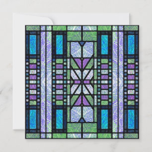 Stained Glass Art Deco in Blue and Purple Invitation