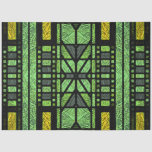 Stained Glass Art Deco in Green and Gold Tissue Paper